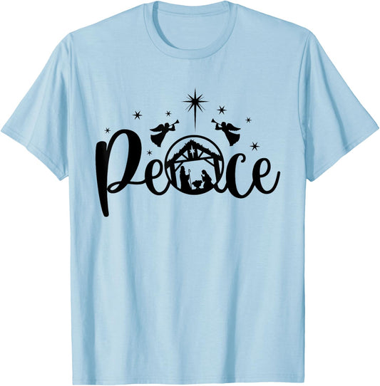 Peace Jesus Christian Christmas Nativity Scene XMAS Faith T-Shirt - T-Shirt | Light Blue