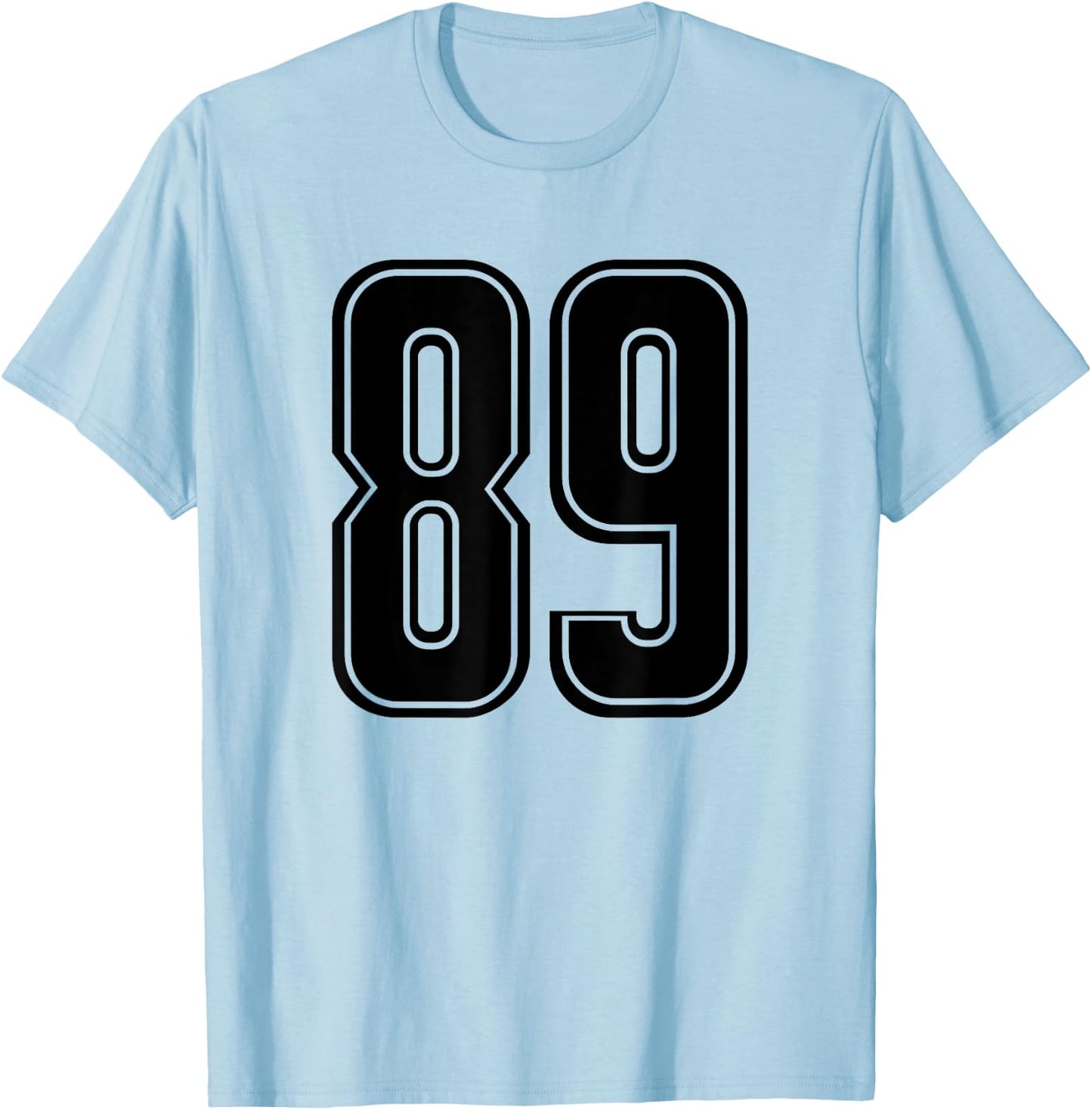 Number #89 Black Sport Varsity Number 89 T-Shirt - T-Shirt | Light Blue