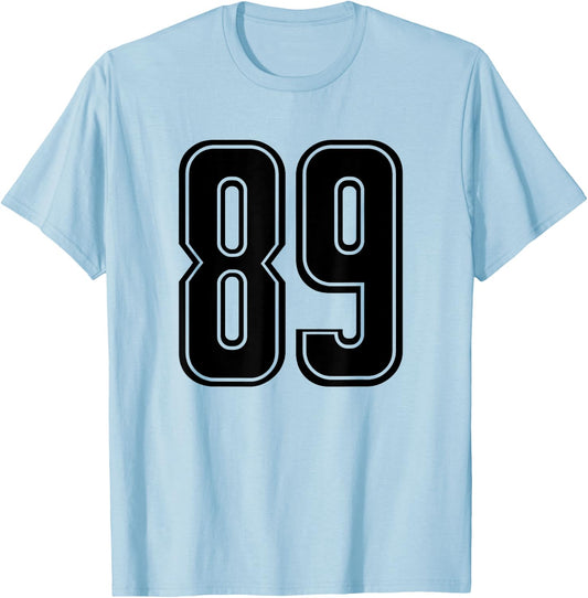Number #89 Black Sport Varsity Number 89 T-Shirt - T-Shirt | Light Blue