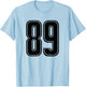 Number #89 Black Sport Varsity Number 89 T-Shirt - T-Shirt | Light Blue