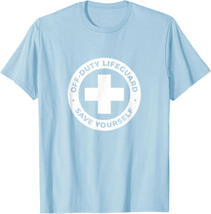 Off-Duty Lifeguard - Red T-Shirt - T-Shirt | Light Blue