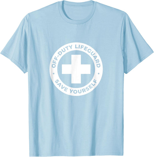 Off-Duty Lifeguard - Red T-Shirt - T-Shirt | Light Blue
