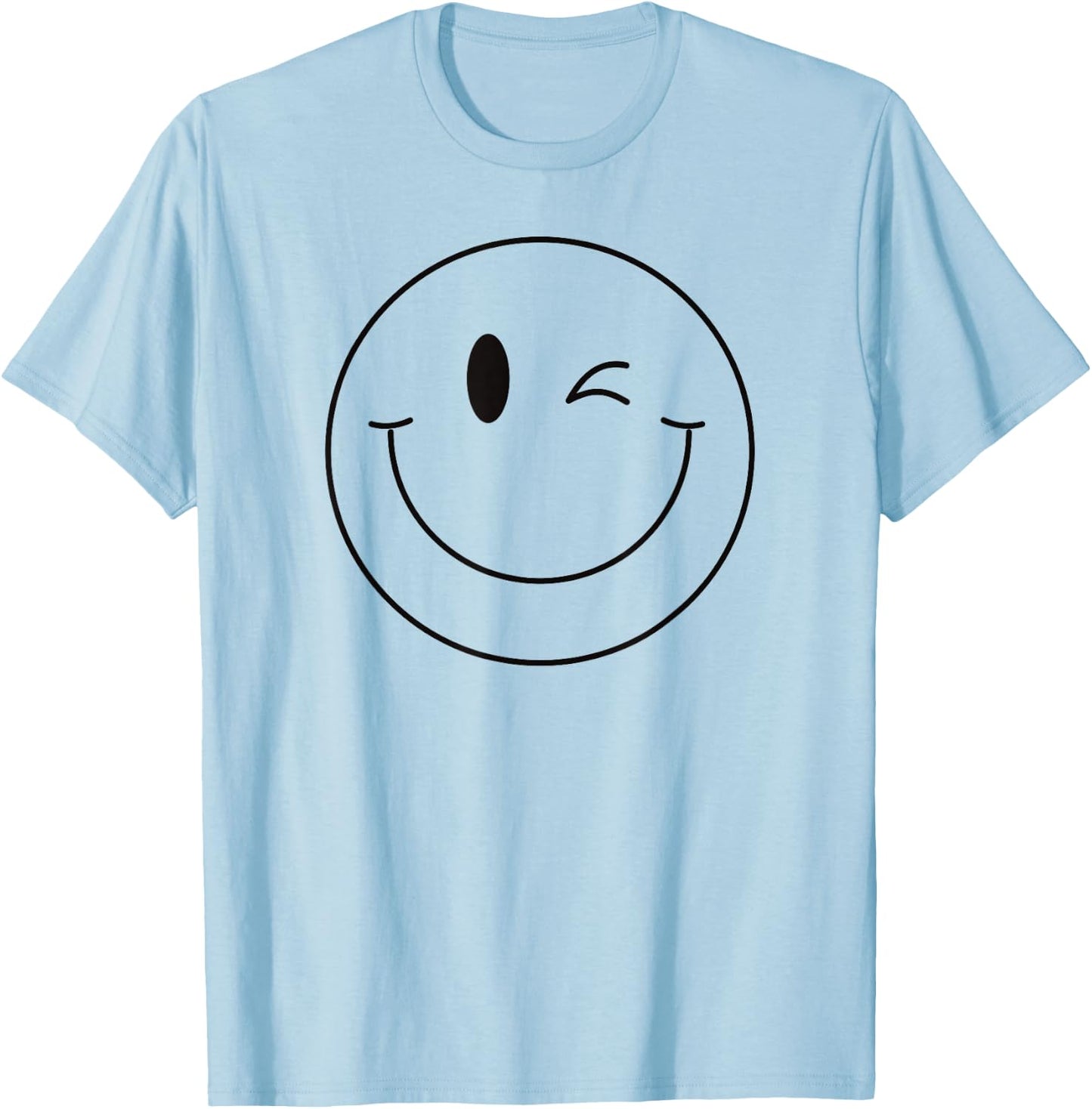 Winking Smile Face Shirt Cute Happy Wink Smiling Face T-Shirt - T-Shirt | Light Blue