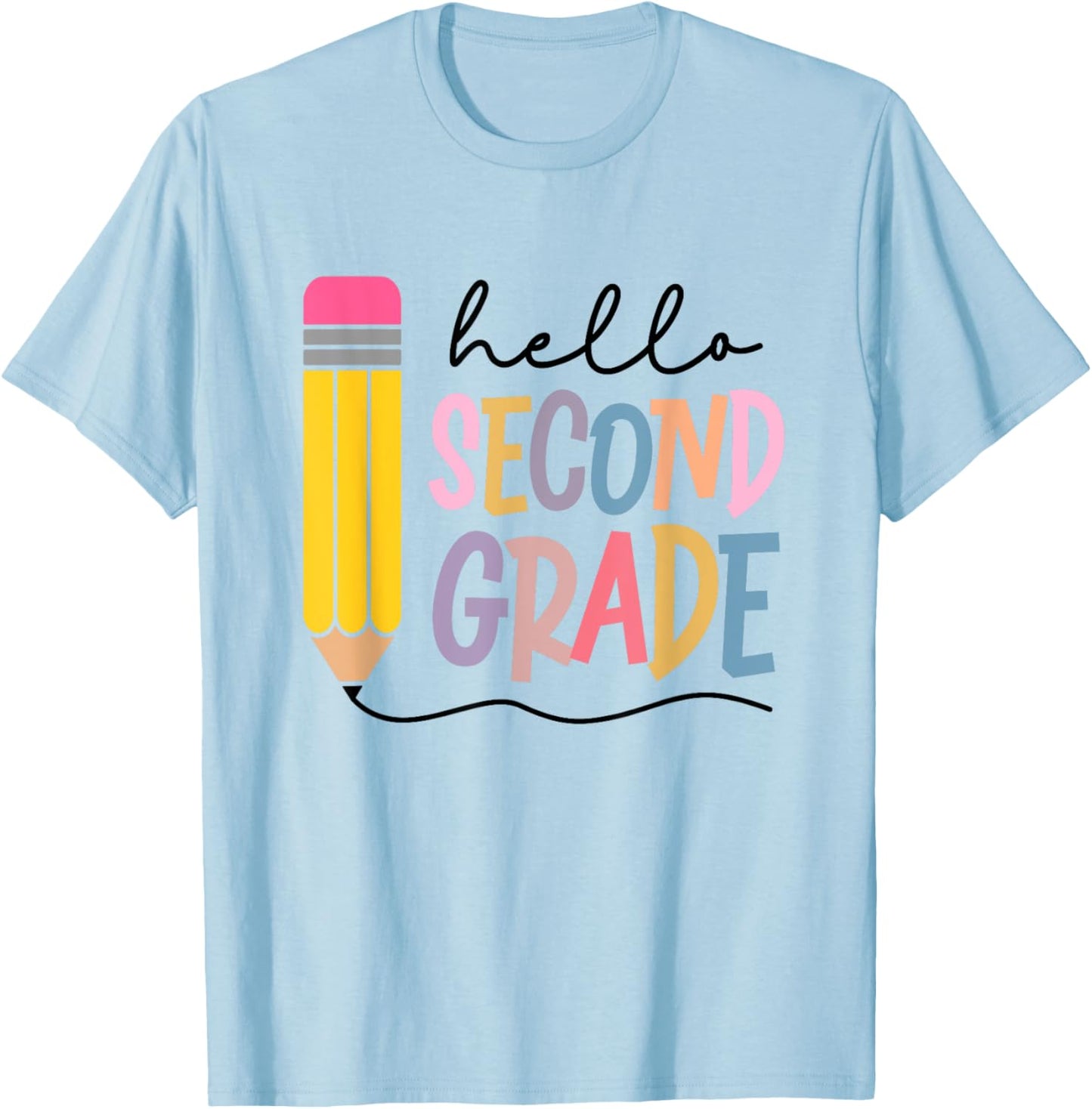 Hello Second Grade Team 2nd Grade Teacher Squad Graduation T-Shirt - T-Shirt | Light Blue