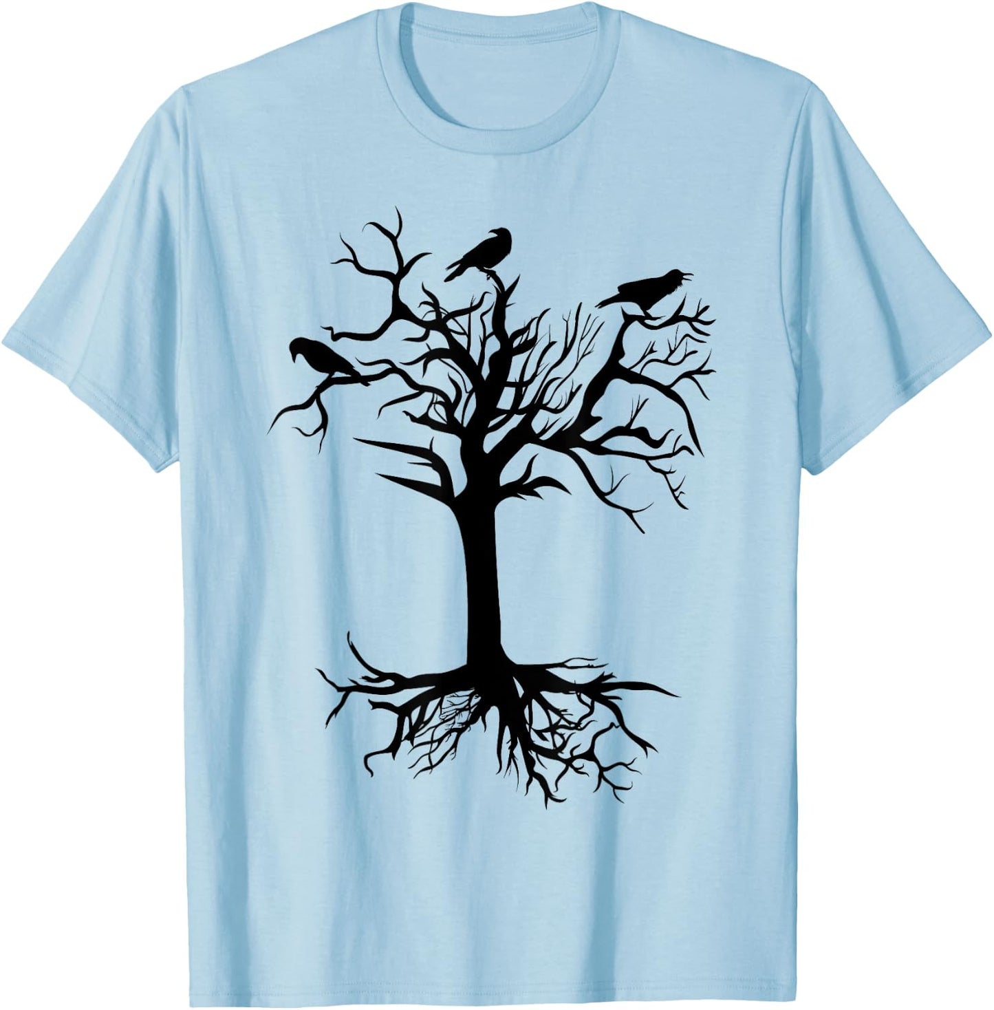 Raven crow crows tree women men children mystical mysticism T-Shirt - T-Shirt | Light Blue