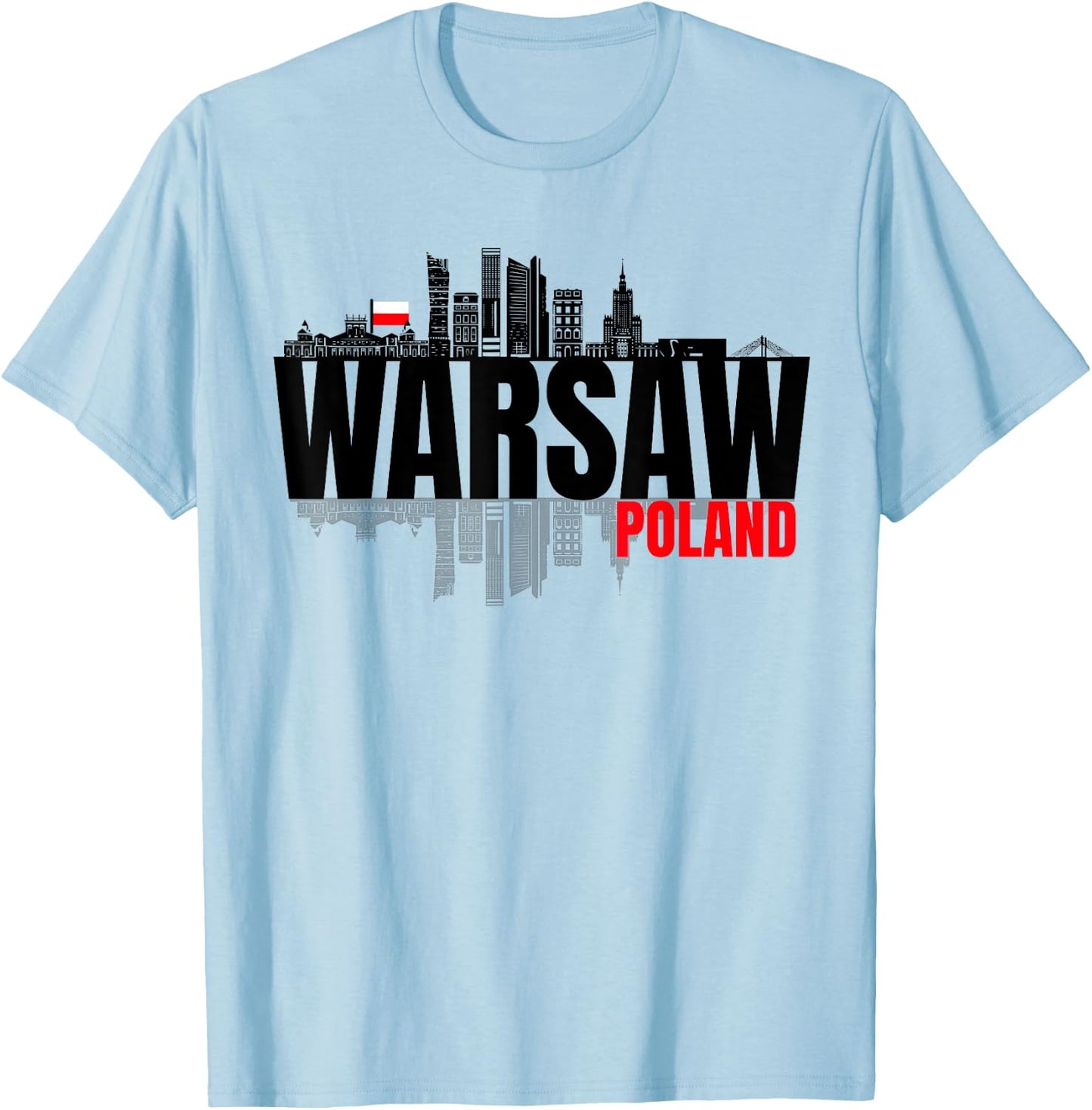 Warsaw Poland Skyline Warszawa Polska Polish Roots Fest GIft T-Shirt - T-Shirt | Light Blue