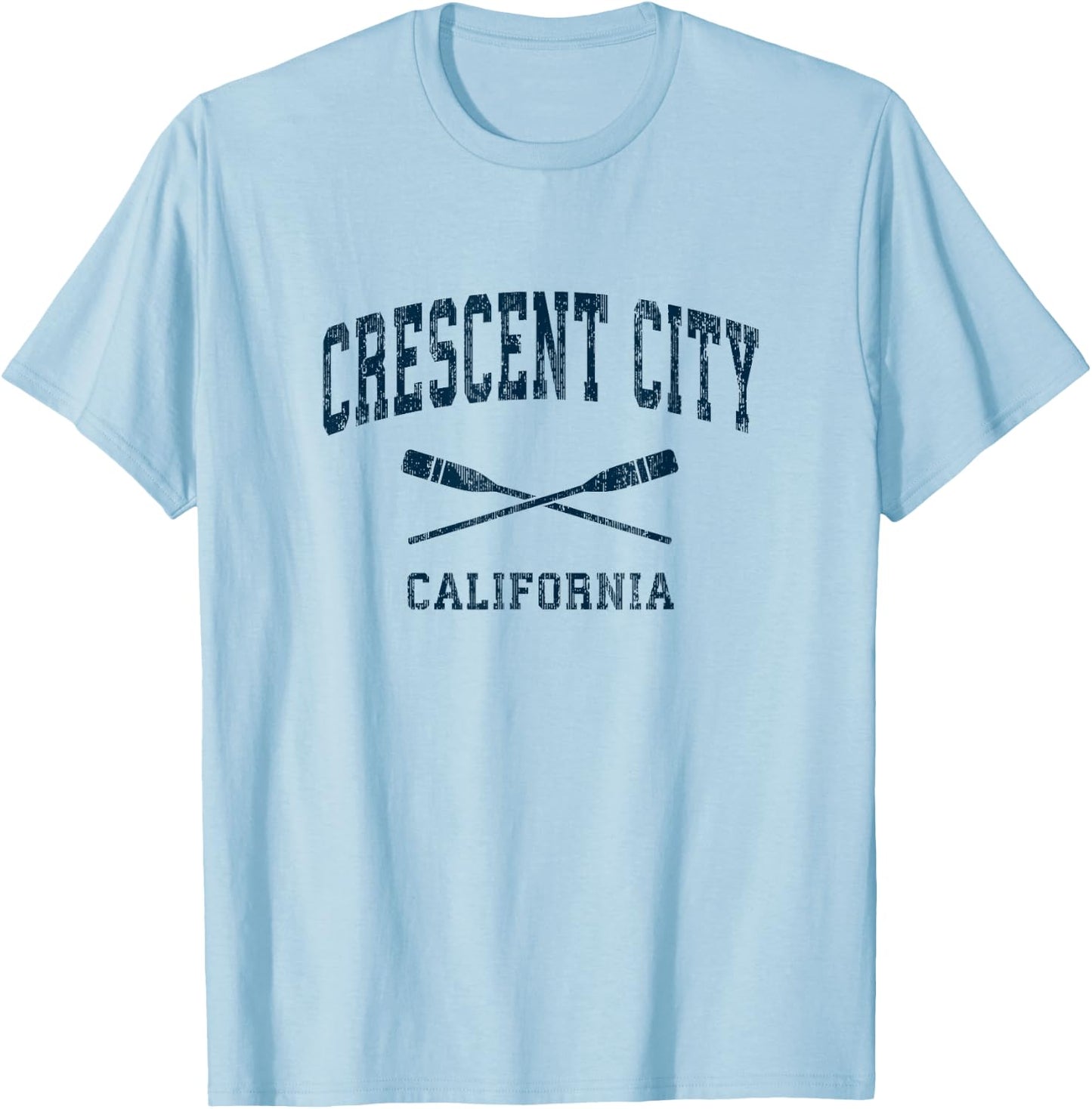 Crescent City California Vintage Nautical Paddles Sports Oar T-Shirt - T-Shirt | Light Blue