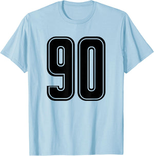 Black Sports Team Number #90 T-Shirt - T-Shirt | Light Blue