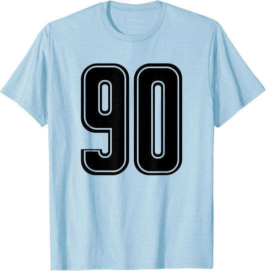 Black Sports Team Number #90 T-Shirt - T-Shirt | Light Blue