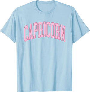 Capricorn Zodiac Horoscope Pink Retro Preppy Throwback Women T-Shirt - T-Shirt | Light Blue