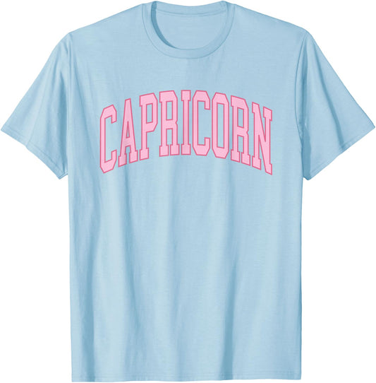 Capricorn Zodiac Horoscope Pink Retro Preppy Throwback Women T-Shirt - T-Shirt | Light Blue