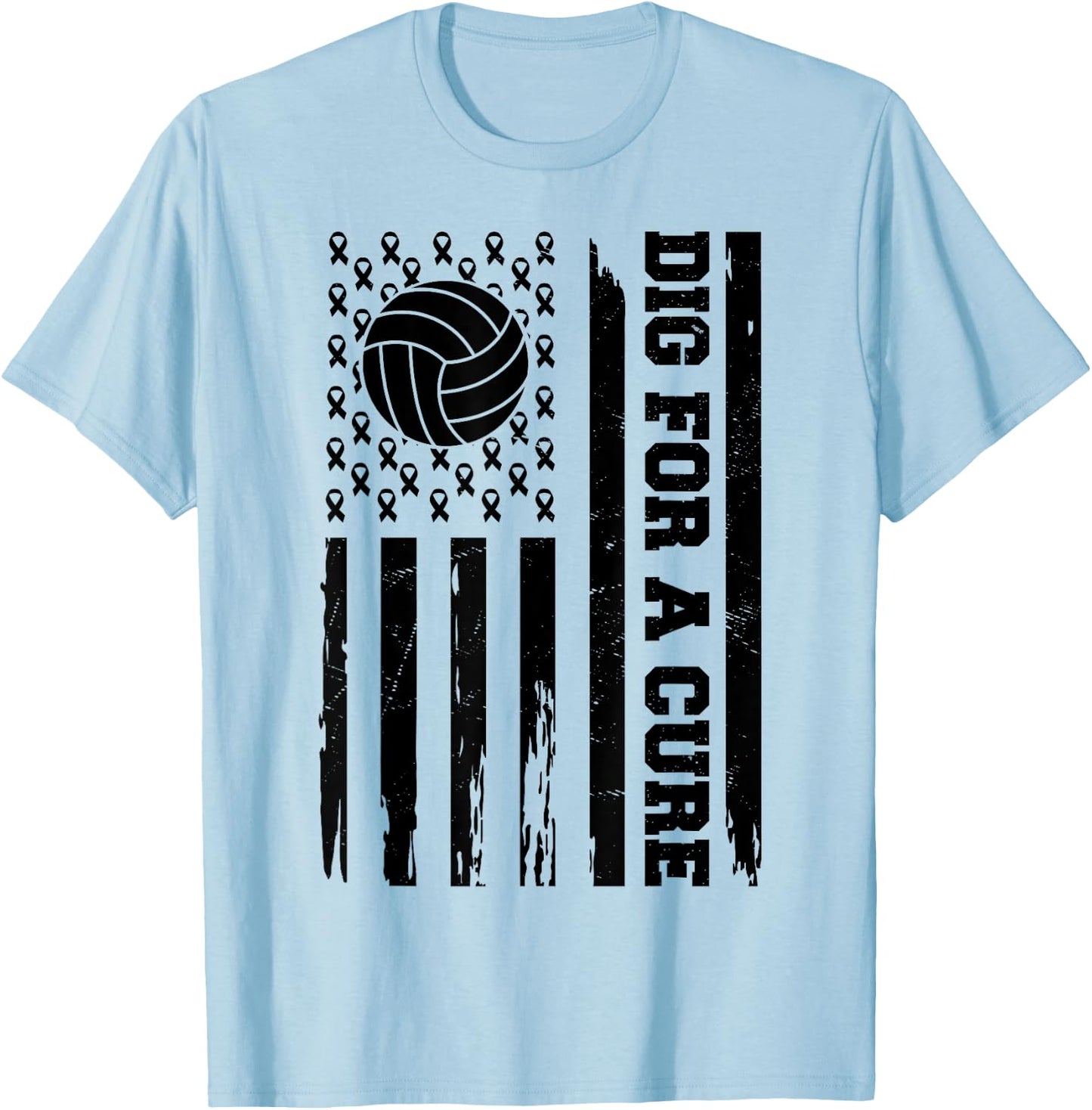 Dig For A Cure Breast Cancer Awareness Volleyball Pink T-Shirt - T-Shirt | Light Blue