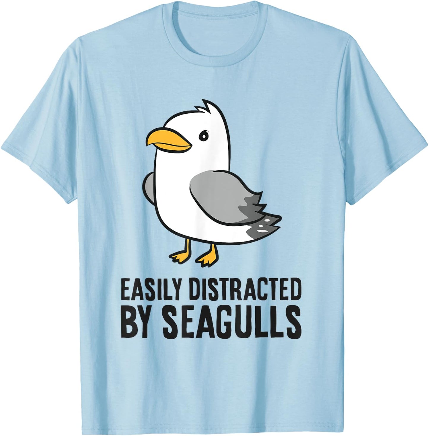 Easily Distracted By Seagulls Funny Seagull Lover T-Shirt - T-Shirt | Light Blue