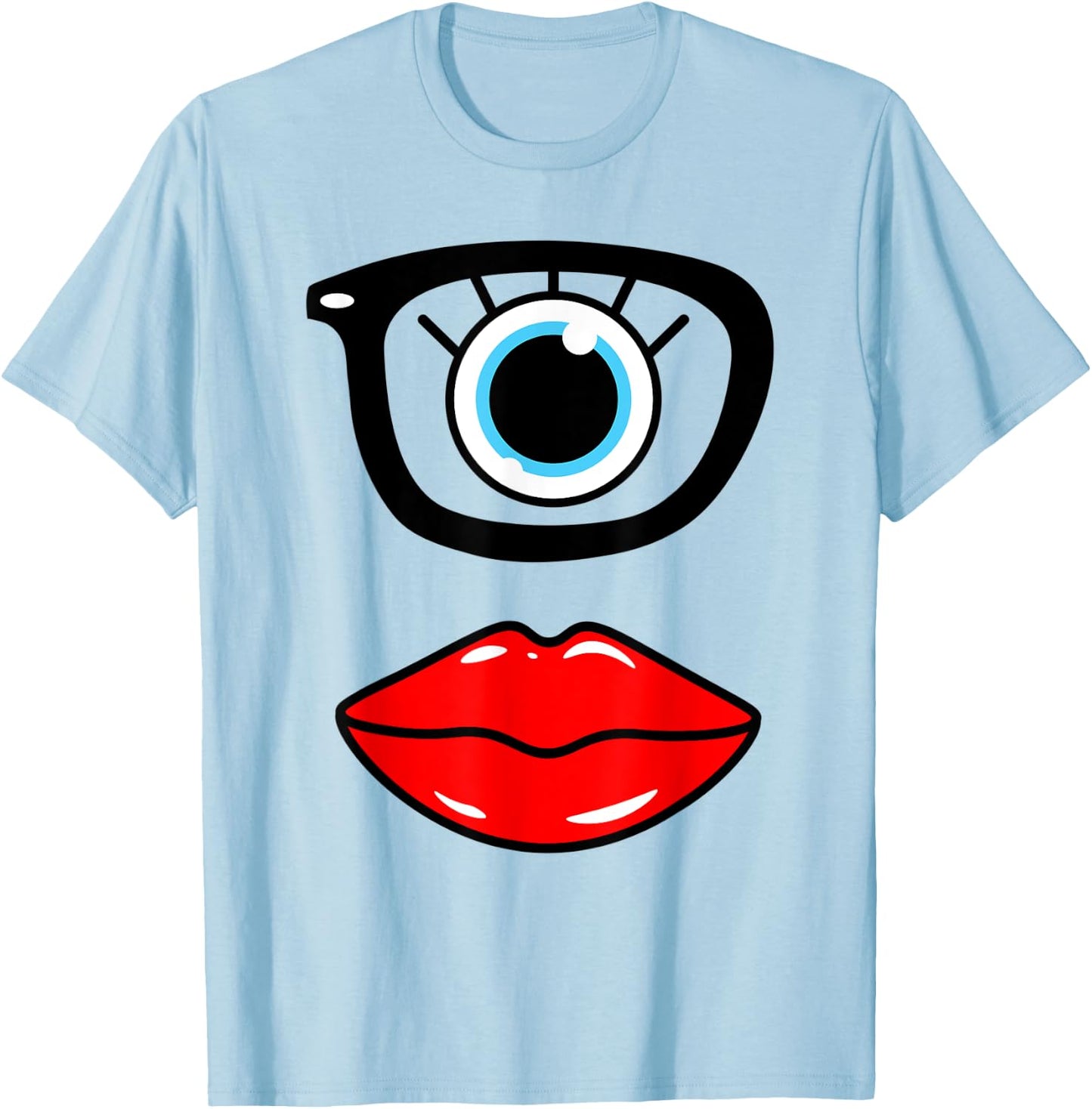 Monster Face Wearing Nerd Glasses Costume Birthday Halloween T-Shirt - T-Shirt | Light Blue