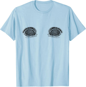Hypno Esoteric Hypnotic Cool Line Art Eyes Design T-Shirt - T-Shirt | Light Blue