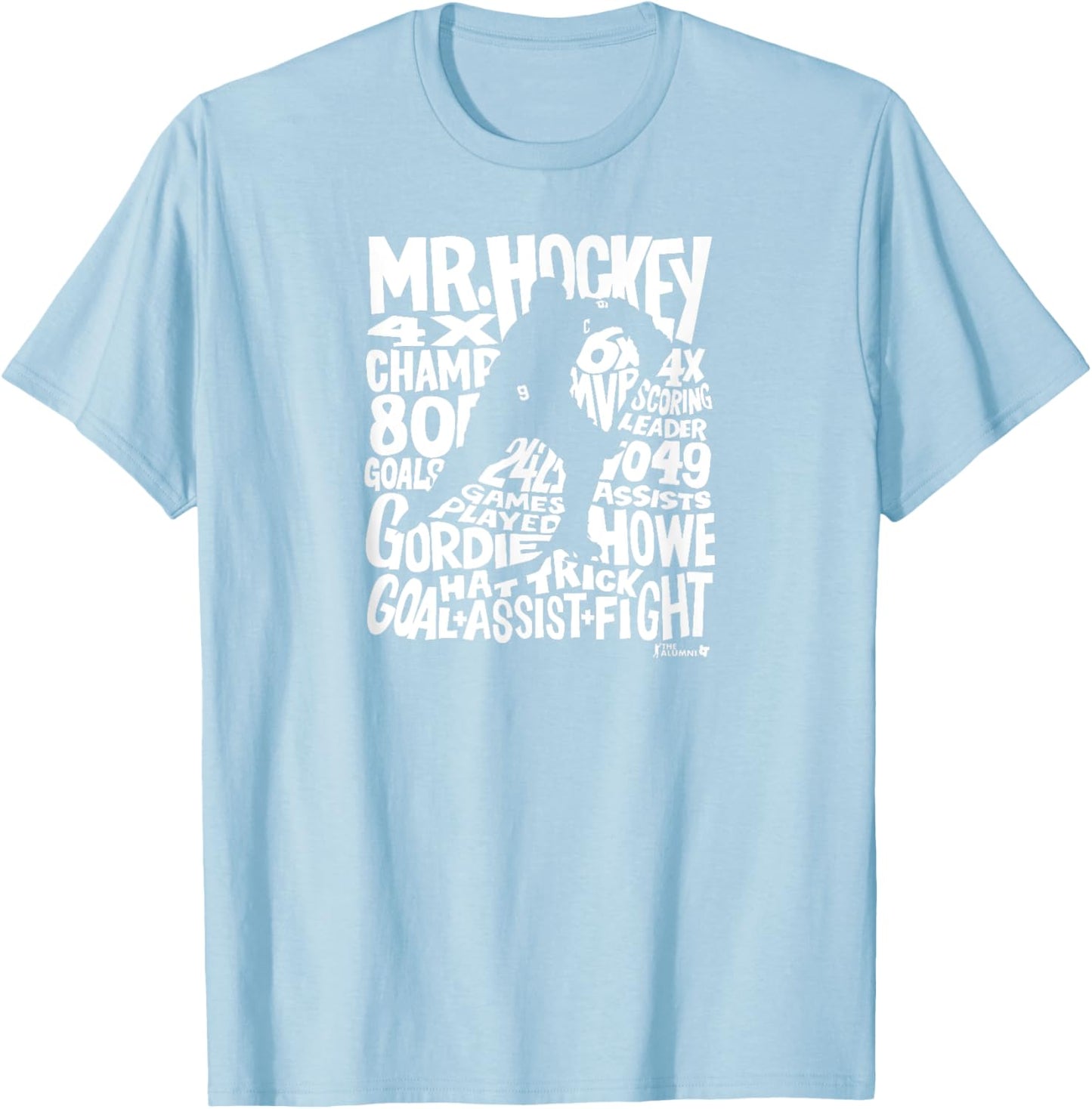 Gordy Howe - Word Art - Detroit Hockey T-Shirt - T-Shirt | Light Blue