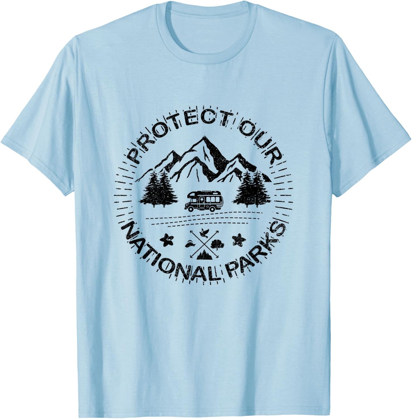 Protect Our National Parks Hiking Hiker Mountians Trekking T-Shirt - T-Shirt | Light Blue