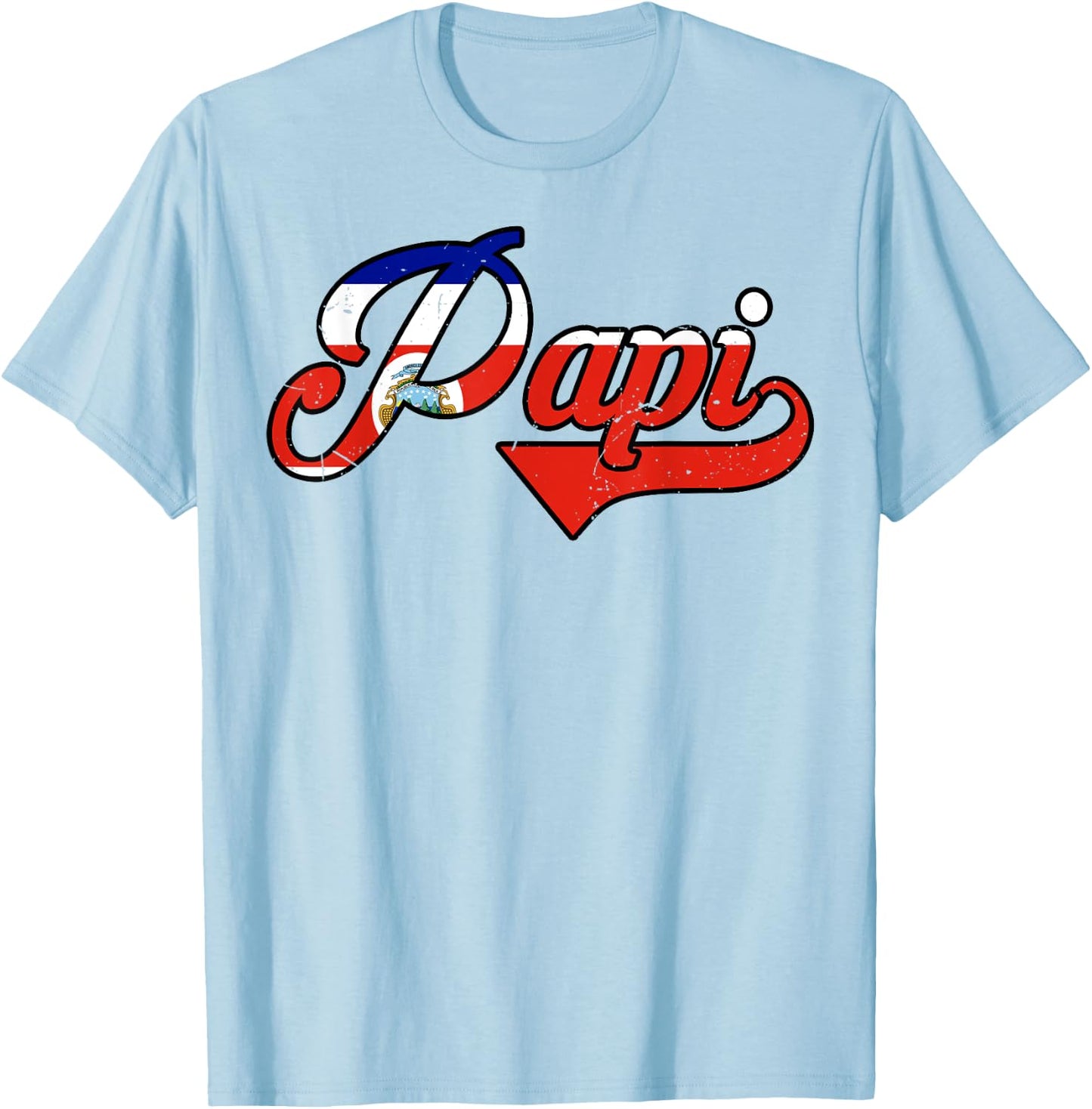 Papi Costa Rica Flag Rican Dad Father Day Hispanic Heritage T-Shirt - T-Shirt | Light Blue