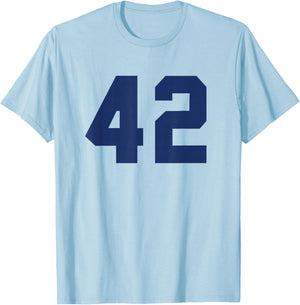Number #42 Blue Varsity Number T-Shirt - T-Shirt | Light Blue