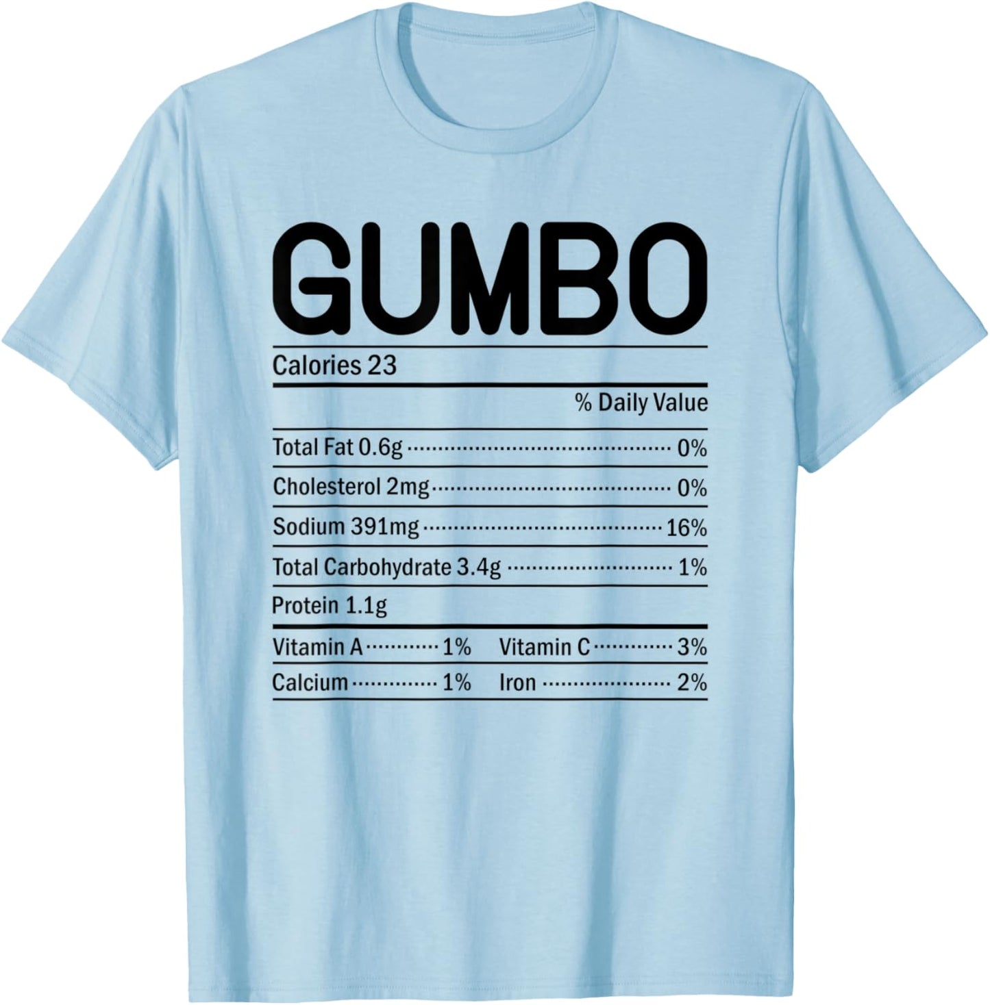 Thanksgiving Christmas Food Facts Gumbo Nutrition T-Shirt - T-Shirt | Light Blue