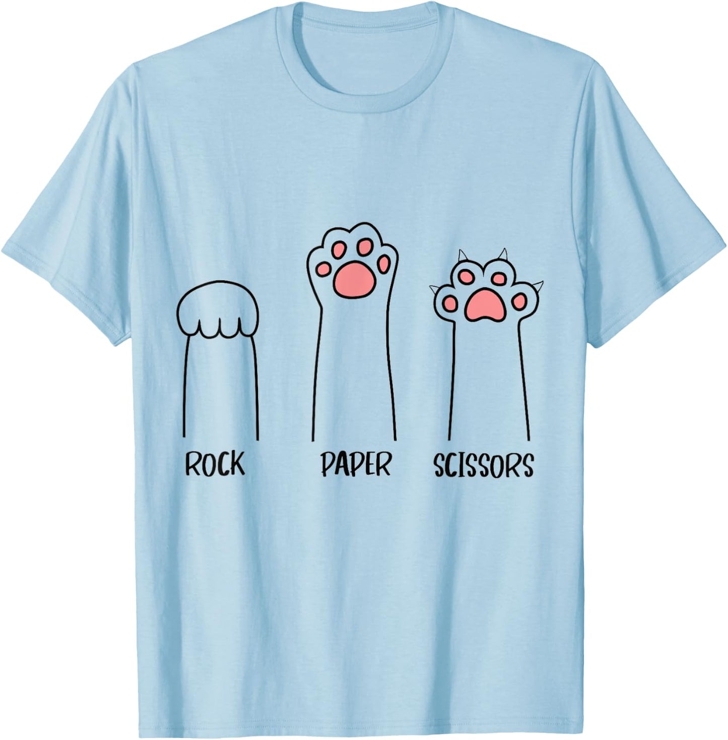Rock Paper Scissors Hand Game Cute Paw Funny Cat Women Kids T-Shirt - T-Shirt | Light Blue