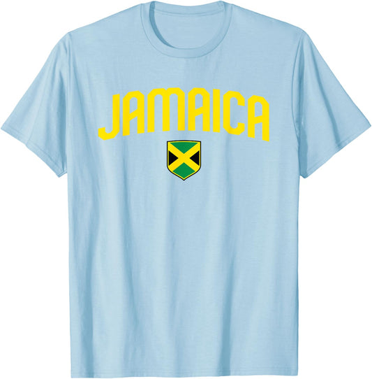 Jamaica Flag Jamaican Vintage Athletic Throwback Souvenir T-Shirt - T-Shirt | Light Blue