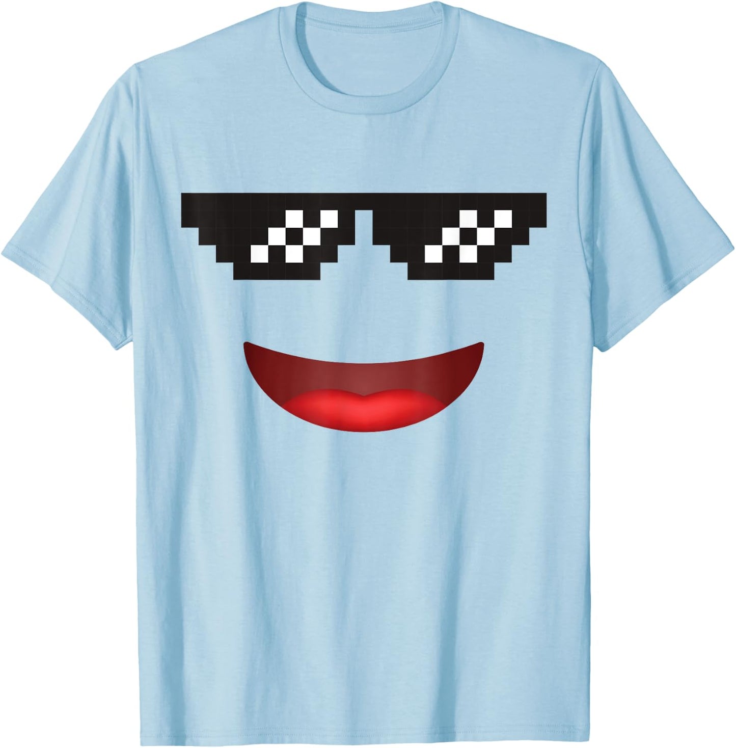 Funny Group Costume Team Outfit Cool Thug Face Emoticon T-Shirt - T-Shirt | Light Blue