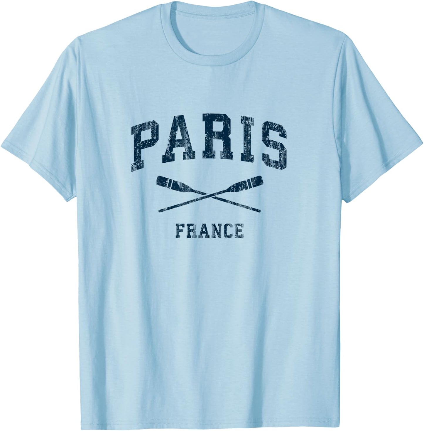 Paris France Vintage Nautical Paddles Sports Oars T-Shirt - T-Shirt | Light Blue