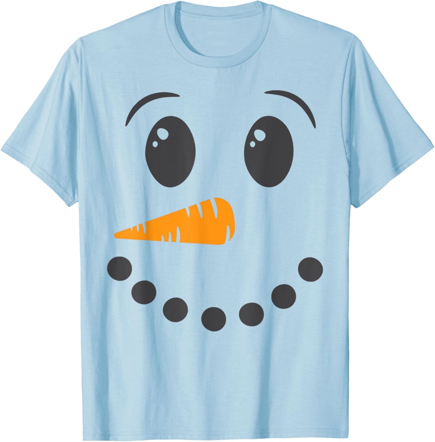 Snowman Face Winter Holiday Matching Couples Family T-Shirt - T-Shirt | Light Blue