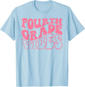 Fourth Grade Vibes Happy First Day Of School 4th GRADE Back T-Shirt - T-Shirt | Light Blue