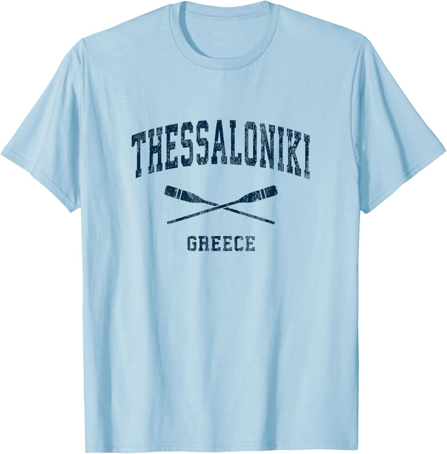 Thessaloniki Greece Vintage Nautical Paddles Sports Oars T-Shirt - T-Shirt | Light Blue