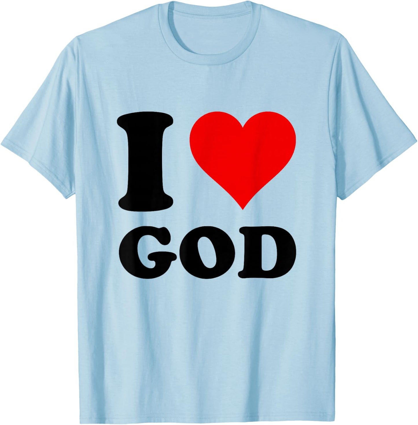 Red Heart I Love God T-Shirt - T-Shirt | Light Blue