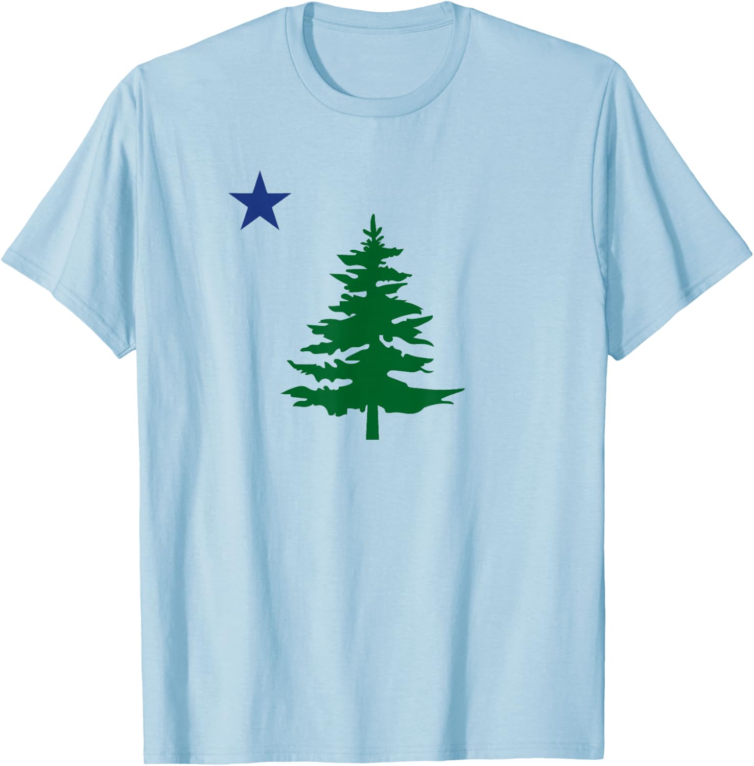 Old Maine State Flag 1901 Pine Tree Star T-Shirt - T-Shirt | Light Blue