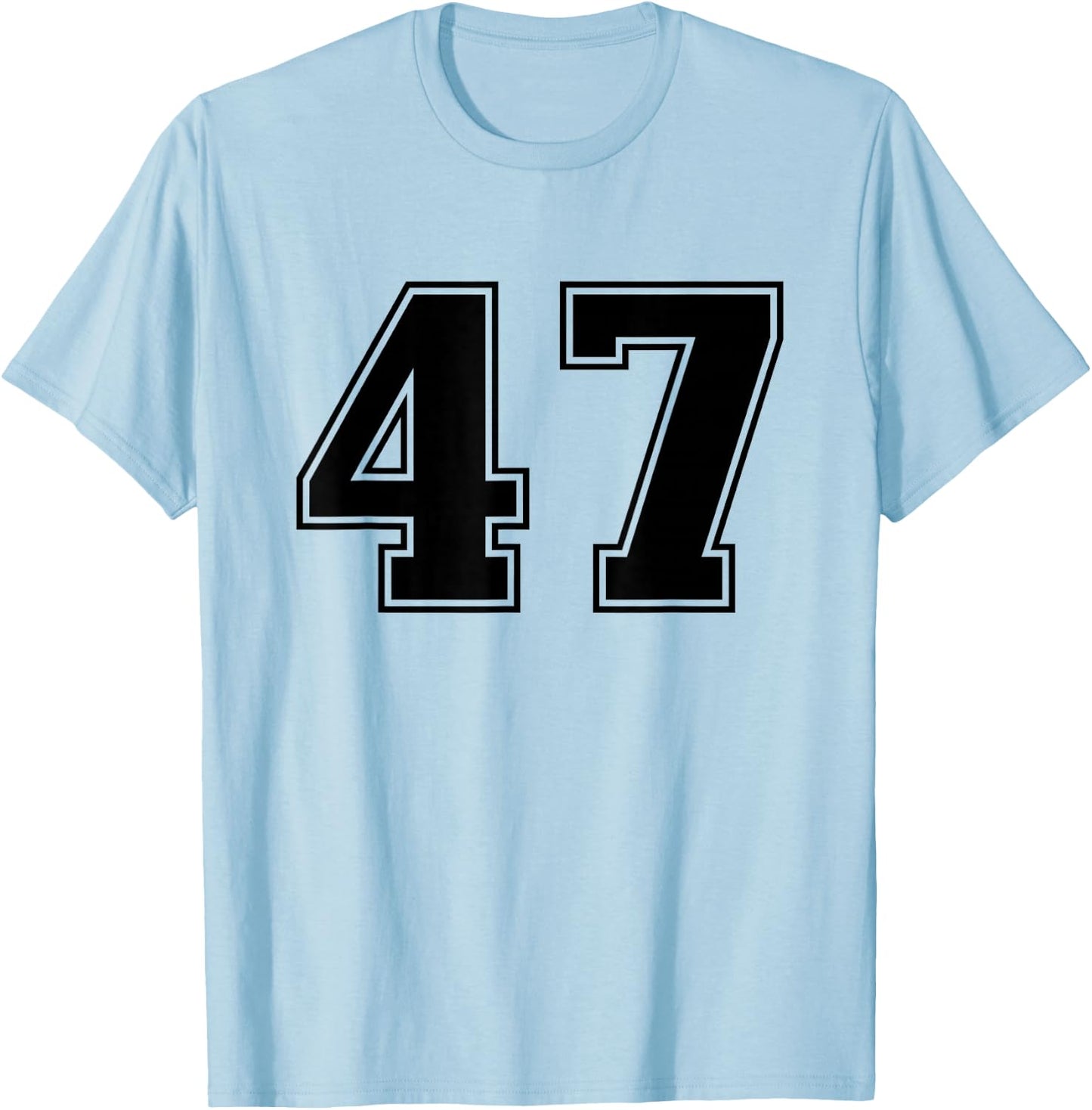 Number #47 Black Sport Number T-Shirt - T-Shirt | Light Blue
