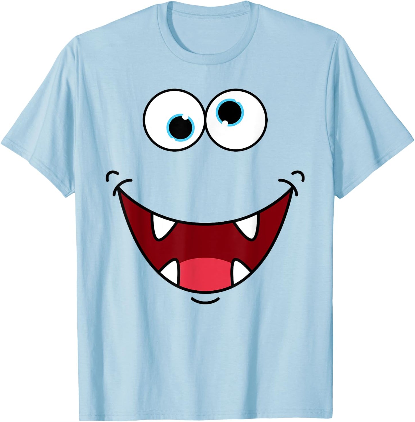 Funny Silly Monster Face Easy Birthday Halloween Costume T-Shirt - T-Shirt | Light Blue
