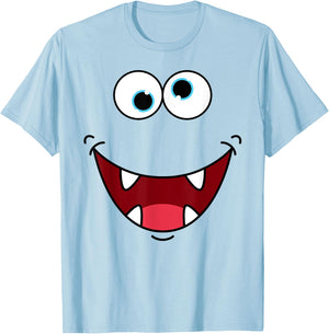 Funny Silly Monster Face Easy Birthday Halloween Costume T-Shirt - T-Shirt | Light Blue