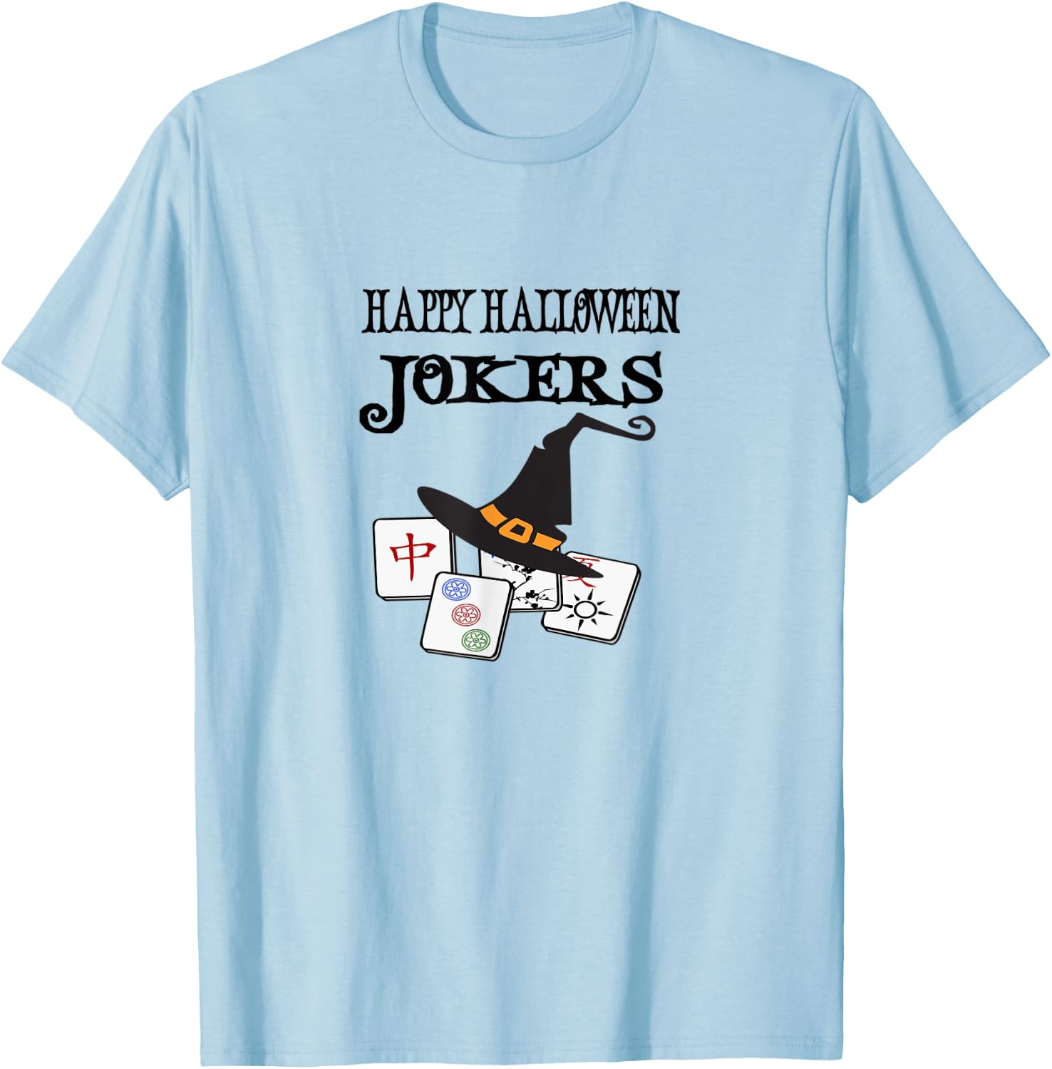 Funny Mahjong Happy Halloween Jokers Tile Game T-Shirt - T-Shirt | Light Blue