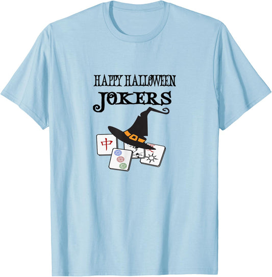 Funny Mahjong Happy Halloween Jokers Tile Game T-Shirt - T-Shirt | Light Blue