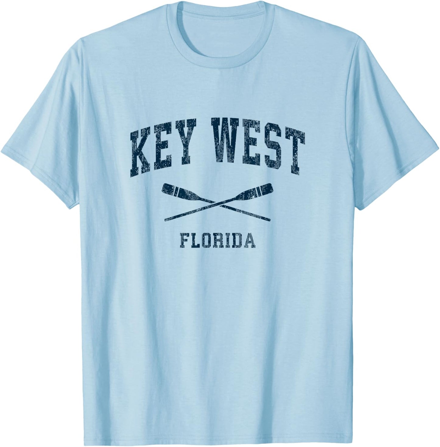 Key West Florida Vintage Nautical Paddles Sports Oars T-Shirt - T-Shirt | Light Blue