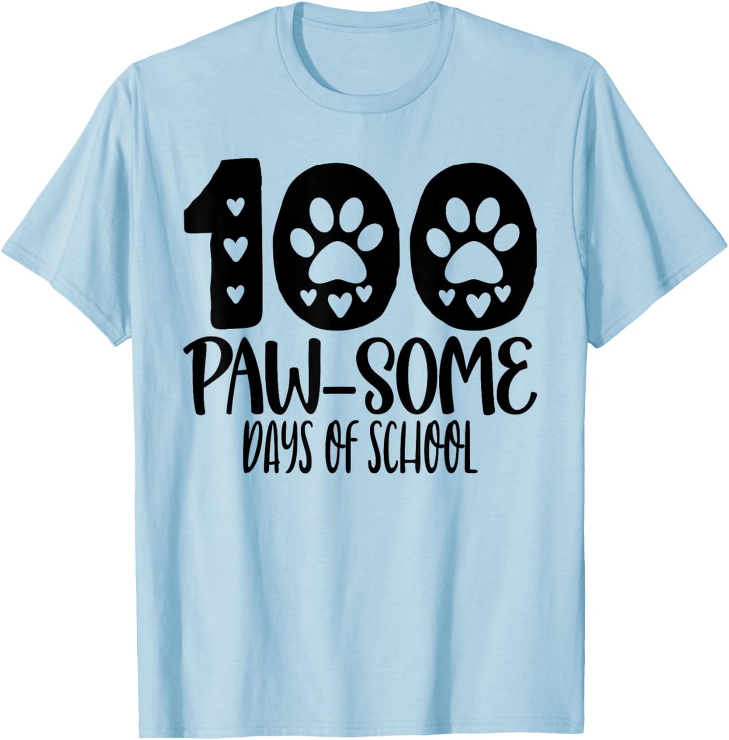 100 Pawsome Days Of School Dog Lover Men Women Girls Kids T-Shirt - T-Shirt | Light Blue