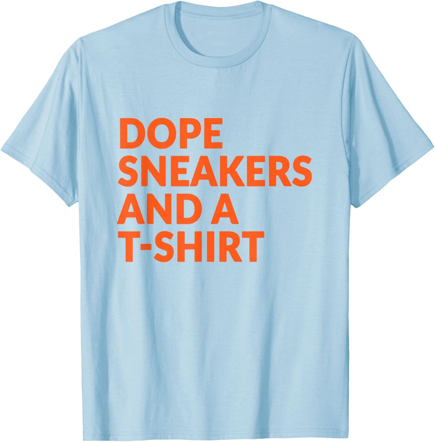 Orange and White Dope Sneakers and A T-Shirt - T-Shirt | Light Blue