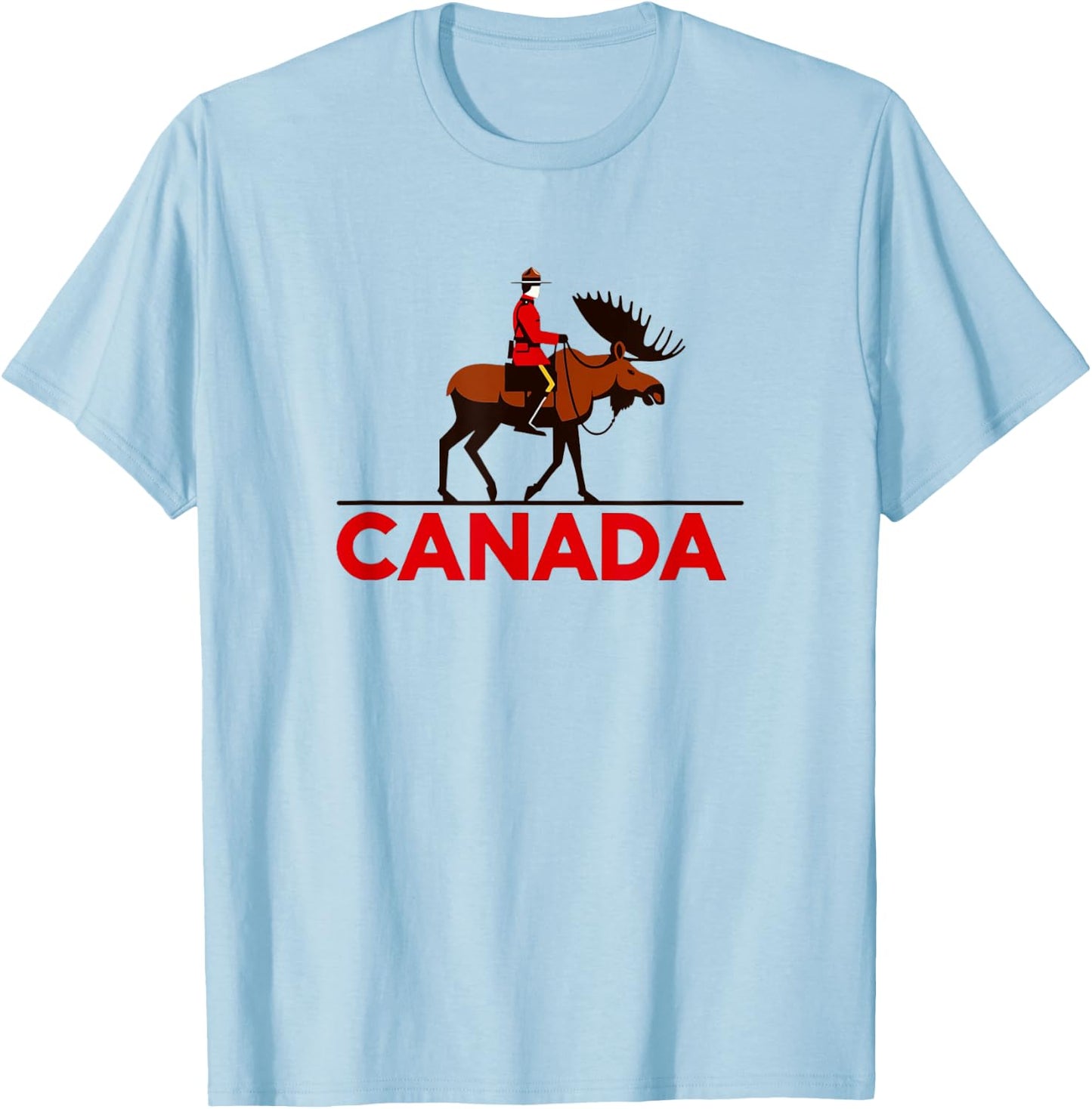 Iconic Mounted Police and Moose - Classic Canadian Pride T-Shirt - T-Shirt | Light Blue