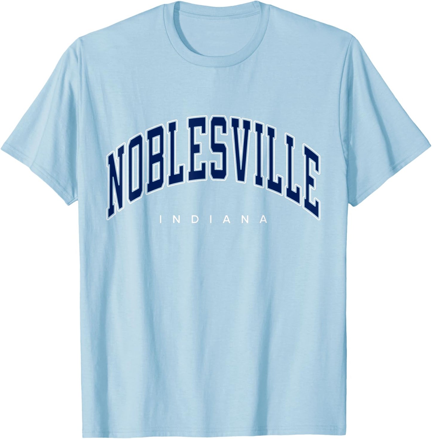 Noblesville Indiana IN Varsity Style Navy Text T-Shirt - T-Shirt | Light Blue