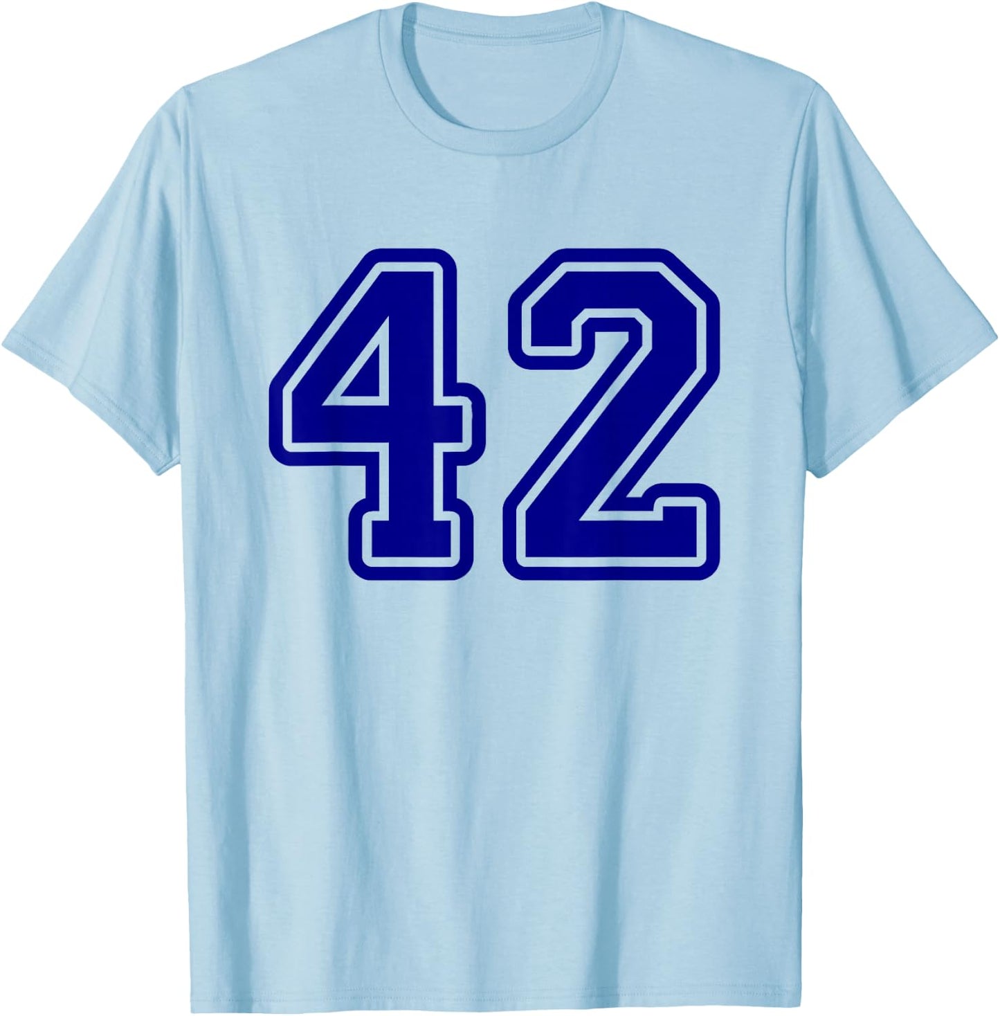 Number #42 Blue Sports Team T-Shirt - T-Shirt | Light Blue