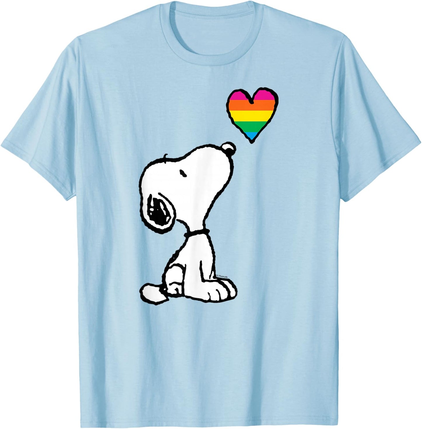 Peanuts - Snoopy Pride Month Rainbow Heart T-Shirt - T-Shirt | Light Blue