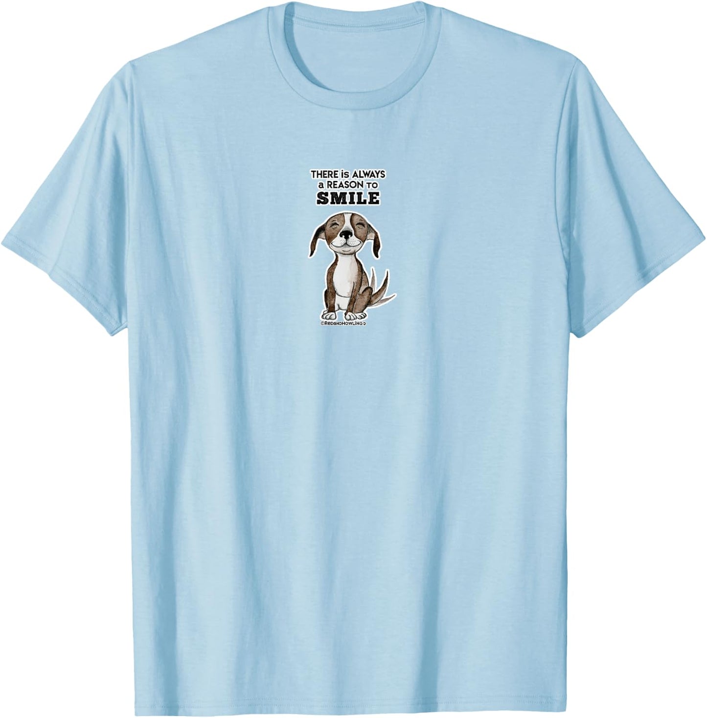 Red and Howling Smile Dog Women Girls Kids T-Shirt - T-Shirt | Light Blue