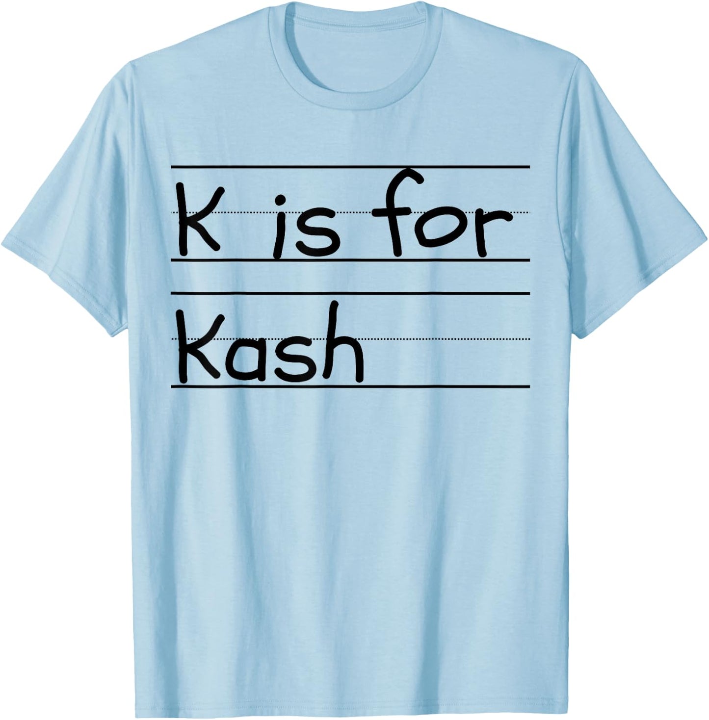 Personalized K is for Kash Name Student Kindergarten T-Shirt - T-Shirt | Light Blue