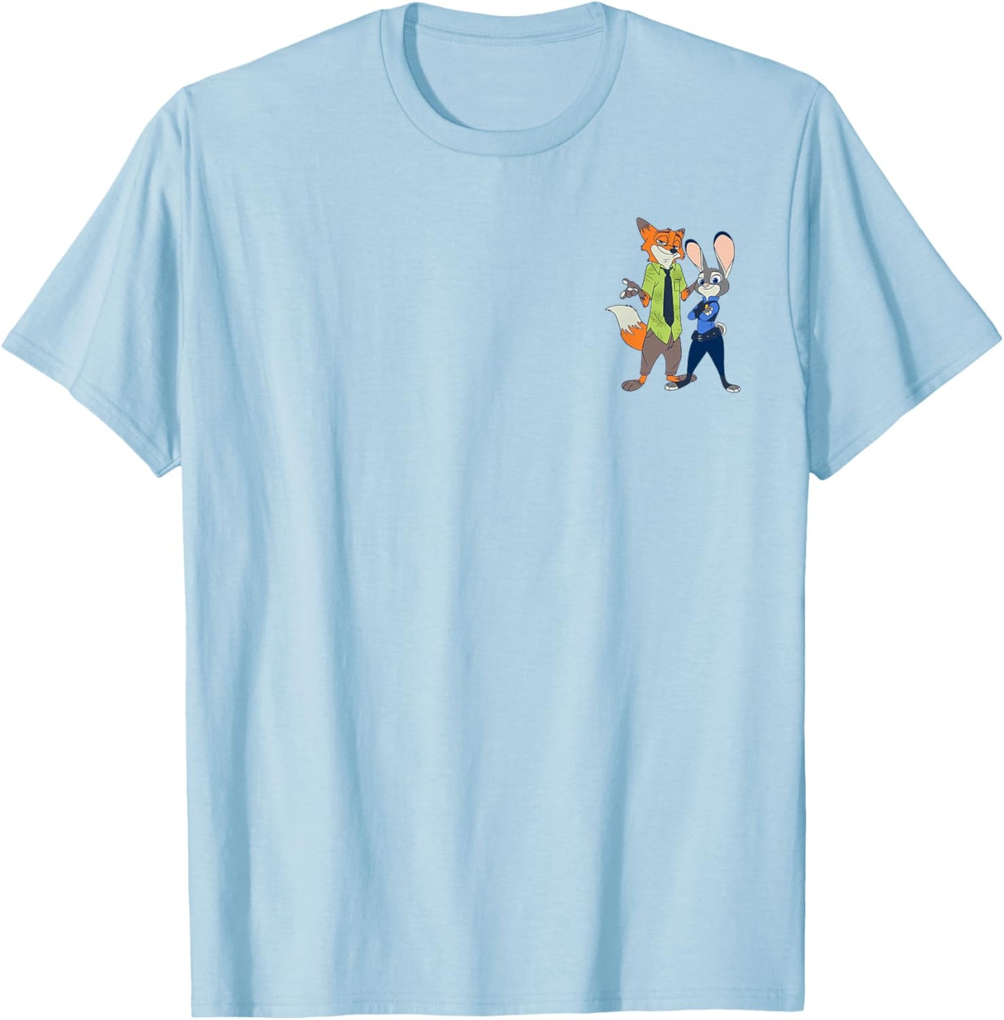 Disney Zootopia Judy Hopps & Finnick Partner Pocket Logo T-Shirt - T-Shirt | Light Blue