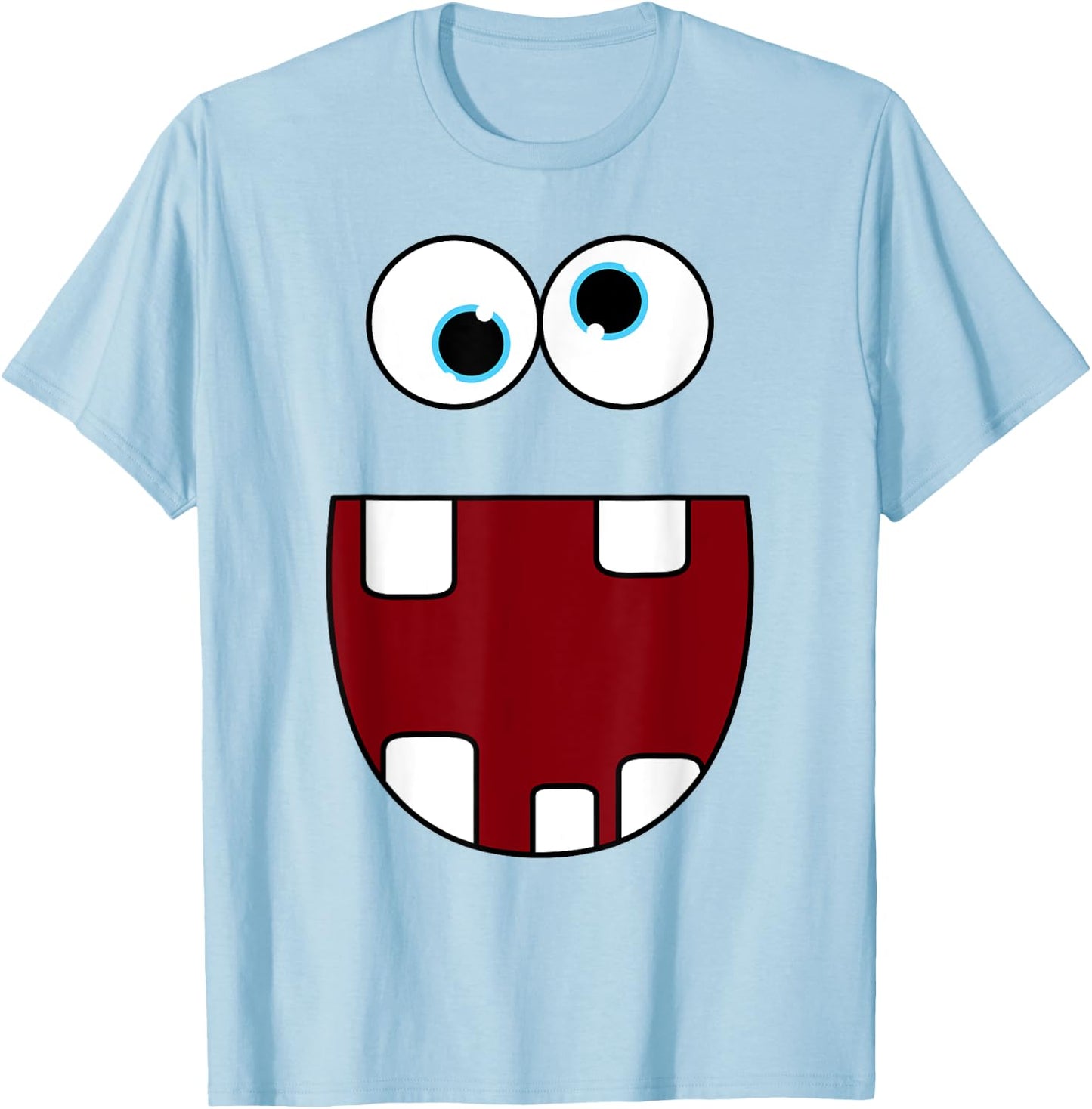 Funny Silly Monster Face Smiling Easy Halloween Costume T-Shirt - T-Shirt | Light Blue
