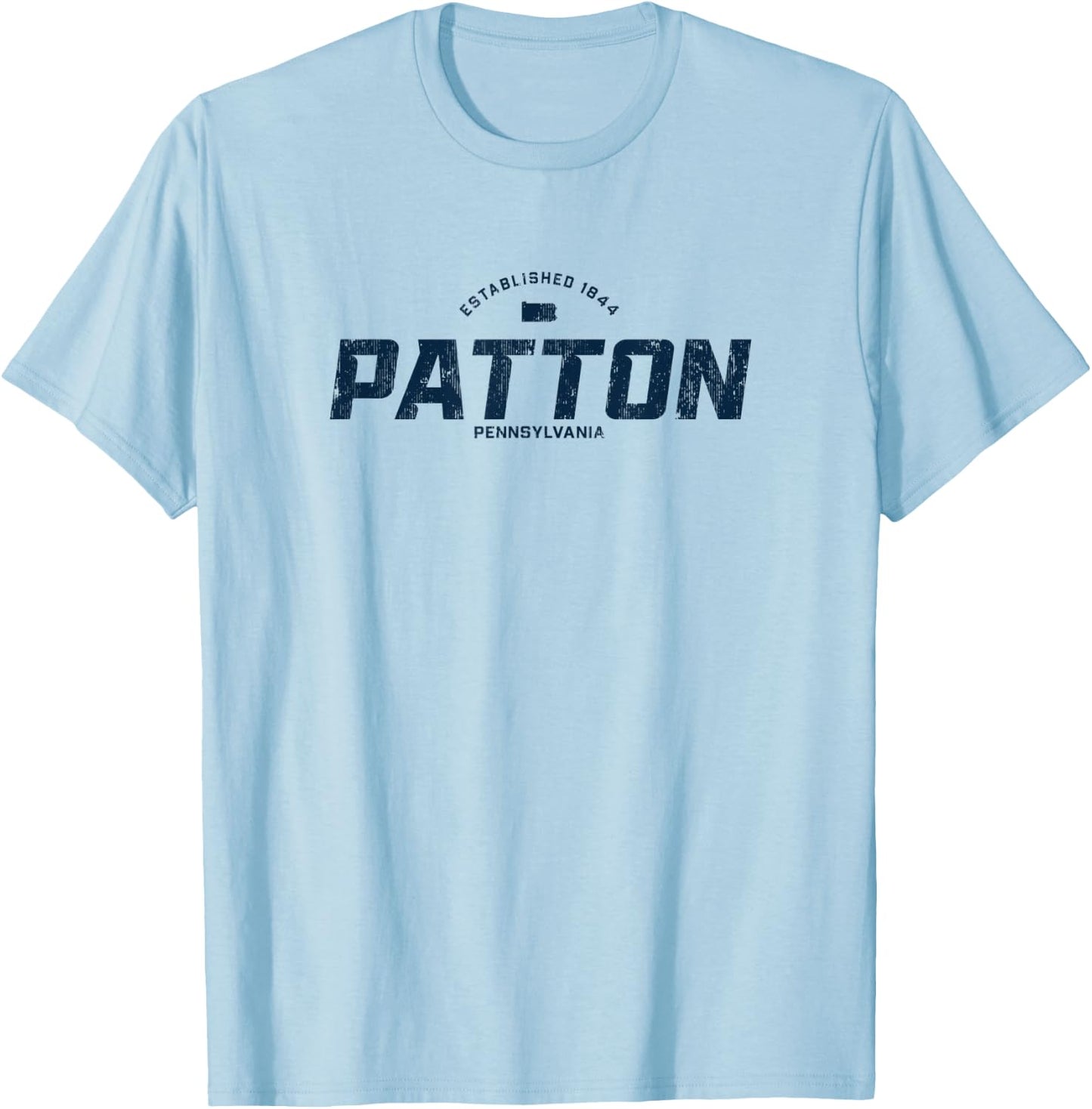 Patton Pennsylvania PA Vintage Athletic Navy Sports Logo T-Shirt - T-Shirt | Light Blue